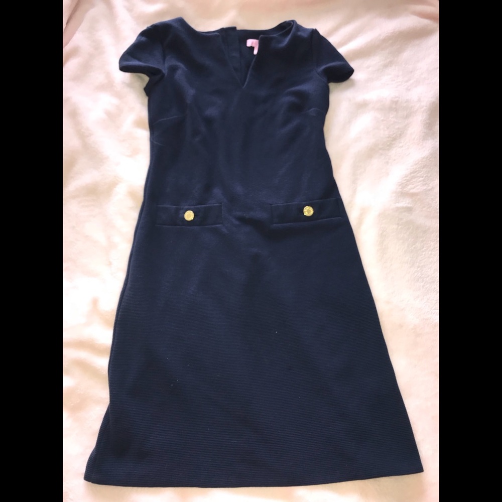 Lily Pulitzer Navy Button Dress Short Sleeve